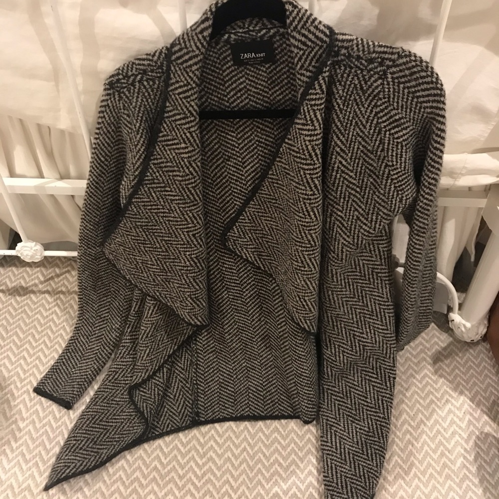 Zara Herringbone Asymmetrical Sweater